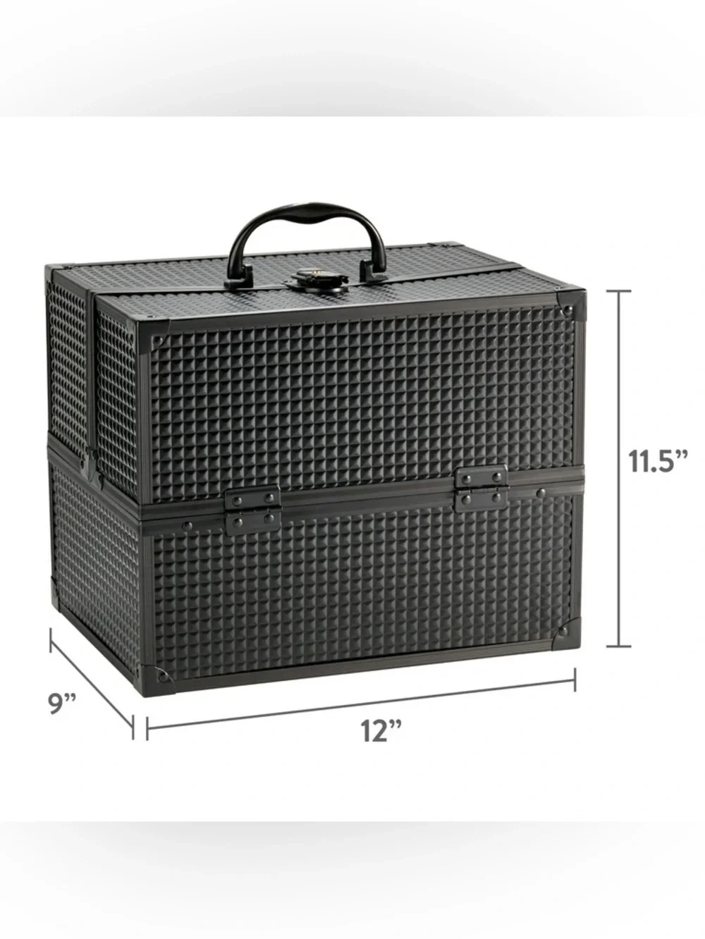 Matte Black Large 6 Tray Cosmetics & Accessories Travel Train Case NWT